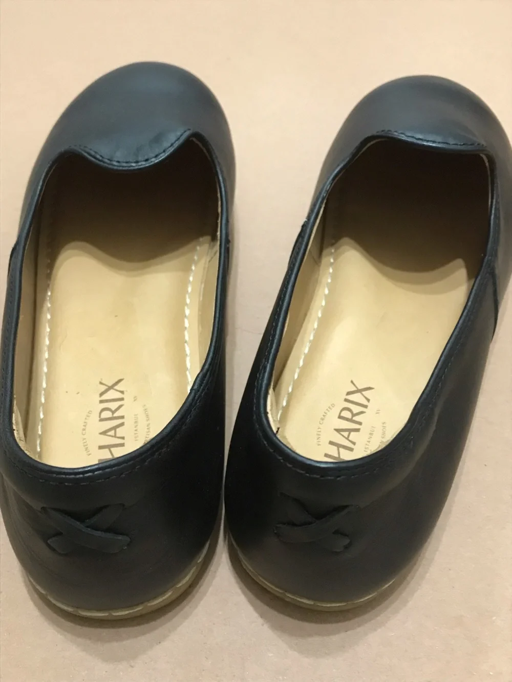CHARIX Black Leather Slip-On Loafers with Tan Insole Size 46 US 12